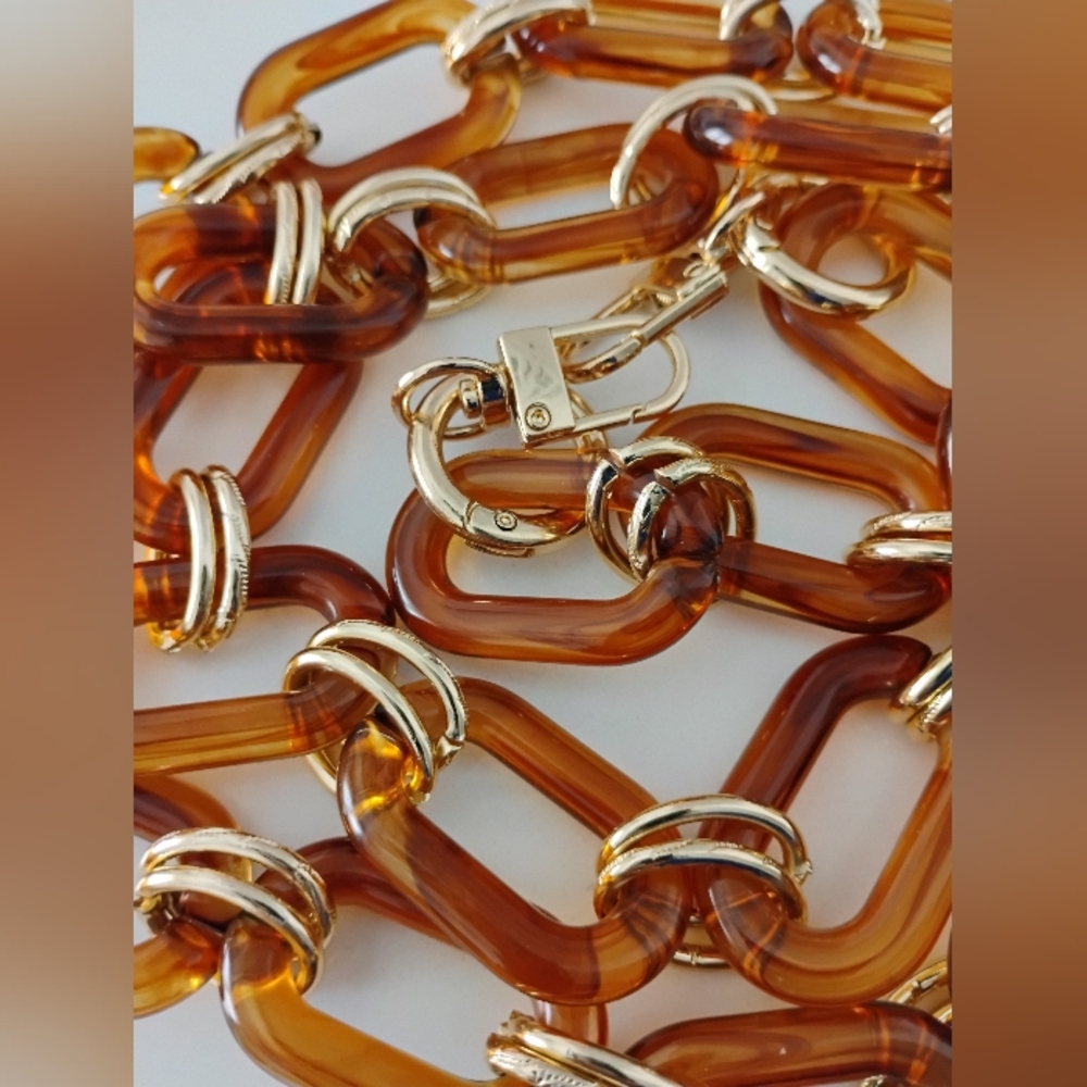 NEW Shoulder Bag Chain - Tortoise & Gold Acrylic - Picture 5 of 5